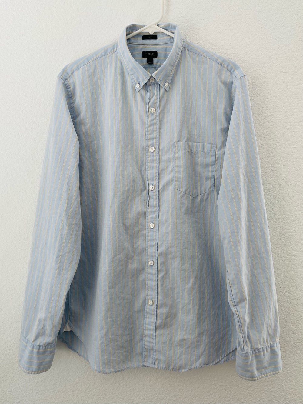 J. Crew Light Blue and Yellow Striped Button-Down Shirt
